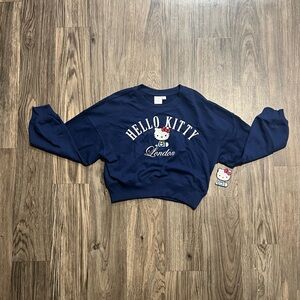 Hello Kitty Navy Cropped Crewneck Sweatshirt